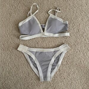 L*Space 2 piece grey white swimsuit
